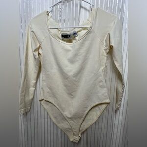 “DKNY” SZ: (L) Beige Bodysuit Long-Sleeve Excellent Condition